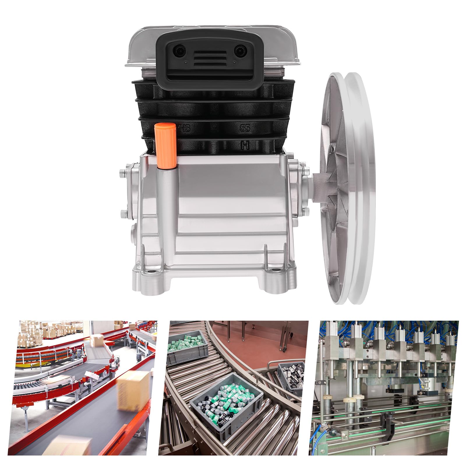 2HP Compressore d'aria a pistone con puleggia a 2 cilindri, 2055-170L, silenzioso, 960 giri/min, cilindro, stile compressore d'aria