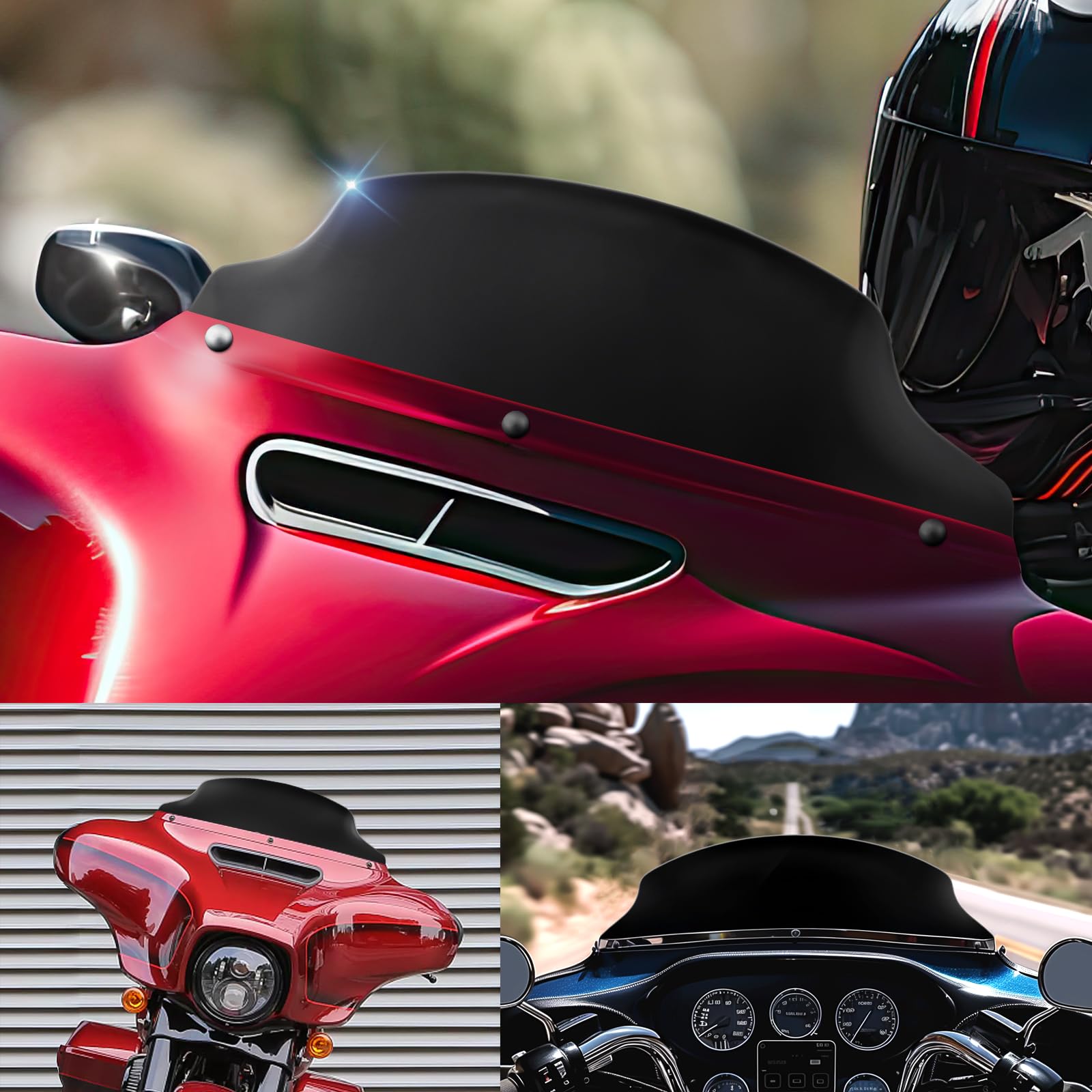 JMTBNO Parabrezza Onda Nero 11,4 cm Compatibile per Harley Davidson Touring Street Glide/Electra Glide/Ultra Limited/Tri Glide FLHT FLHX FLHXS FLHTK 2014-2024