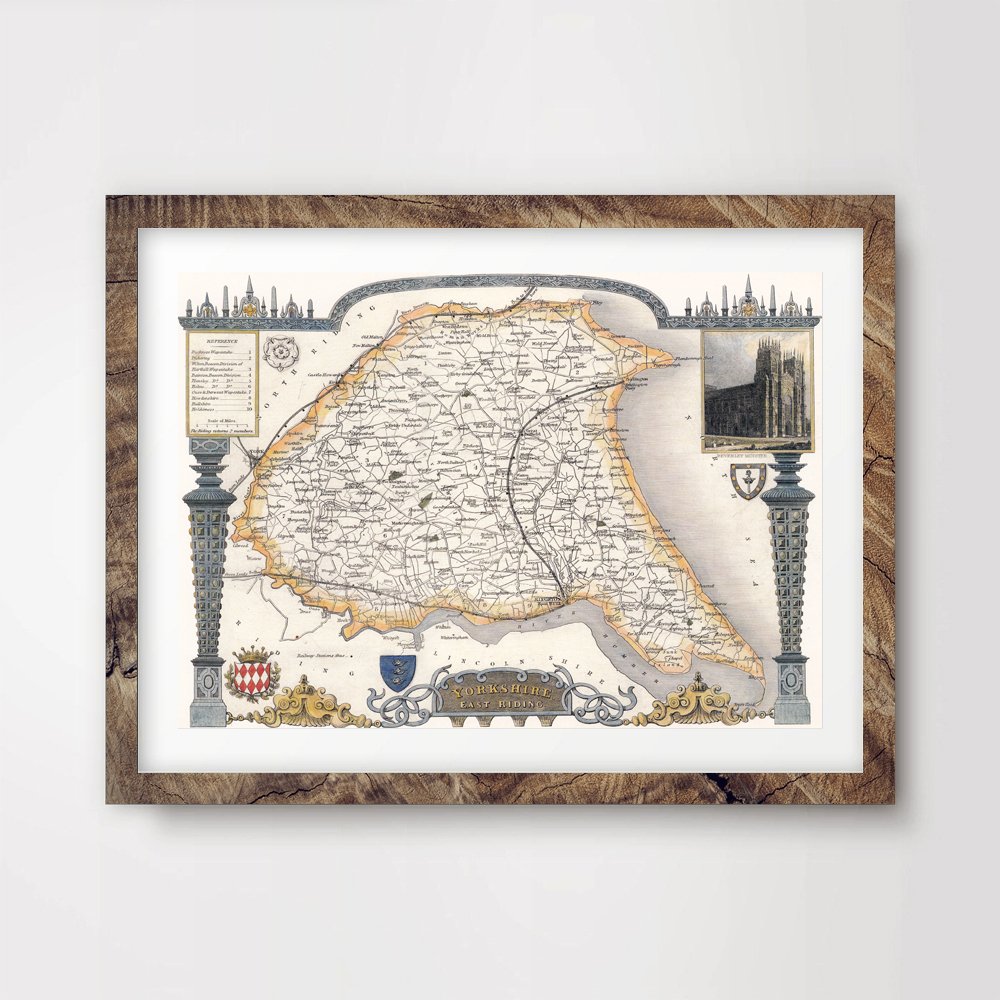 YORKSHIRE EAST RIDING COUNTY VINTAGE MAP ART PRINT POSTER Britain British UK Antique Historical Home Decor Wall Picture A4 A3 A2 (10 Sizes)