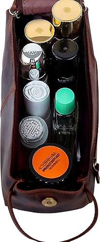 Miniatura 9 de Ruzioon Leather Travel Dopp Kit Toiletry Bag Men Shaving Women and Mens Case Bags Organizer Bathroom Shaving kit