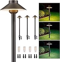 Vista 15 de Gardenreet Luces de camino de latón para exteriores, iluminación de camino de paisaje de bajo voltaje de 12 V, con cable, luz LED IP65 impermeable