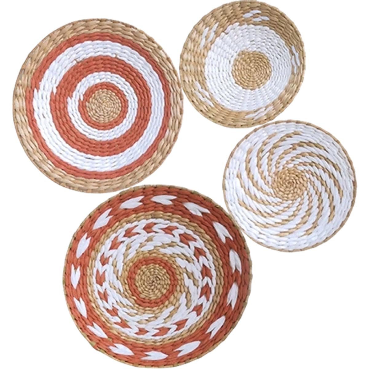 Decoración Tejida para Colgar Pared, 4 Piezas, Redonda