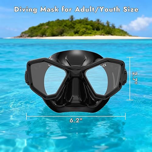 Miniatura 5 de Scuba Mask Adults, Snorkel Diving Mask, Freediving Mask, Snorkeling Gear Swimming Goggles HD Tempered Glass, Low-Volume Dive Mask with Nose Cover,
