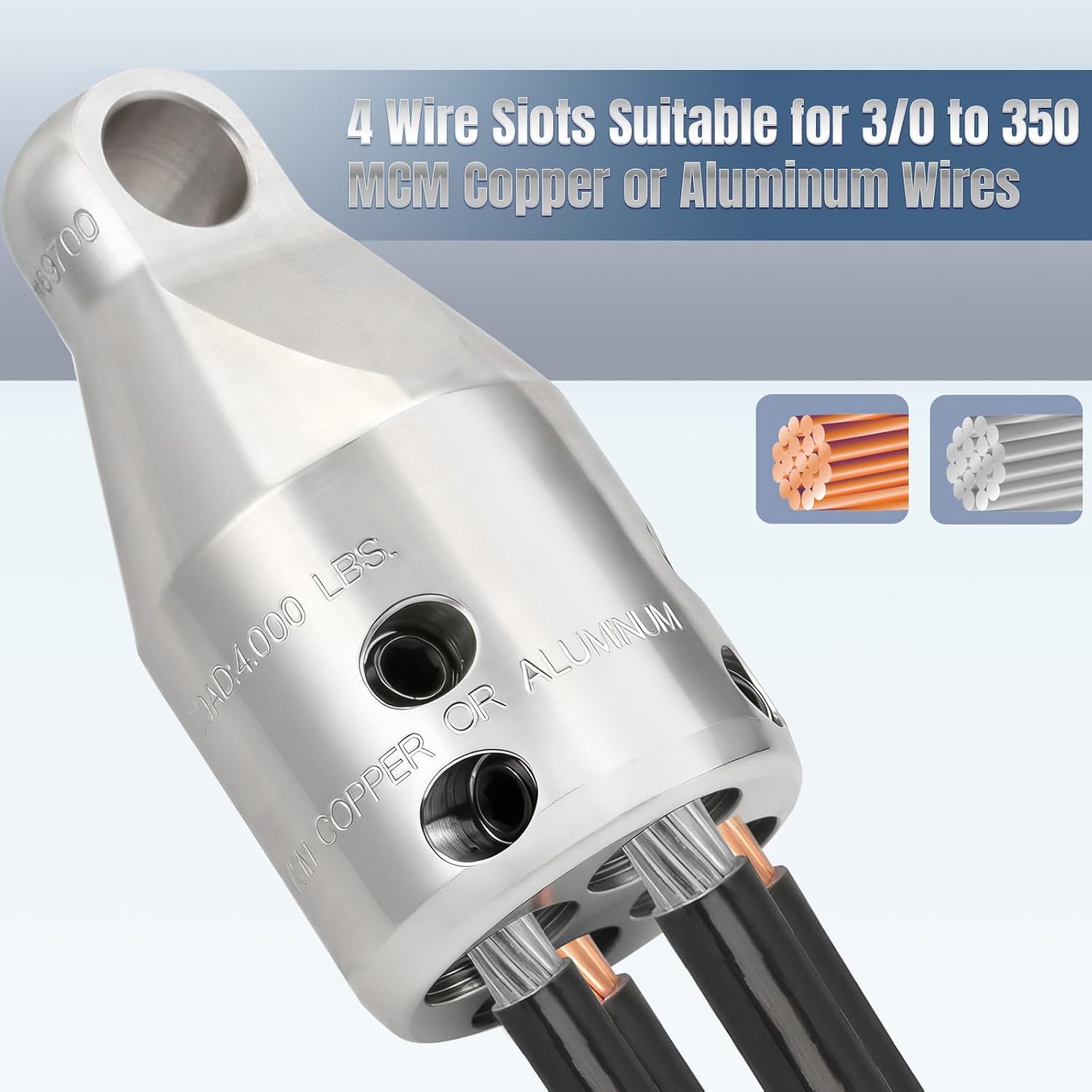 Penguin Puller SR Wire Pulling Attachment, 69700 Wire Pulling Heads with 4000 lbs Max Pull Strength, Heavy Duty Wire Pulling Grip for 3/0 to 350 MCM Copper or Aluminum Wires