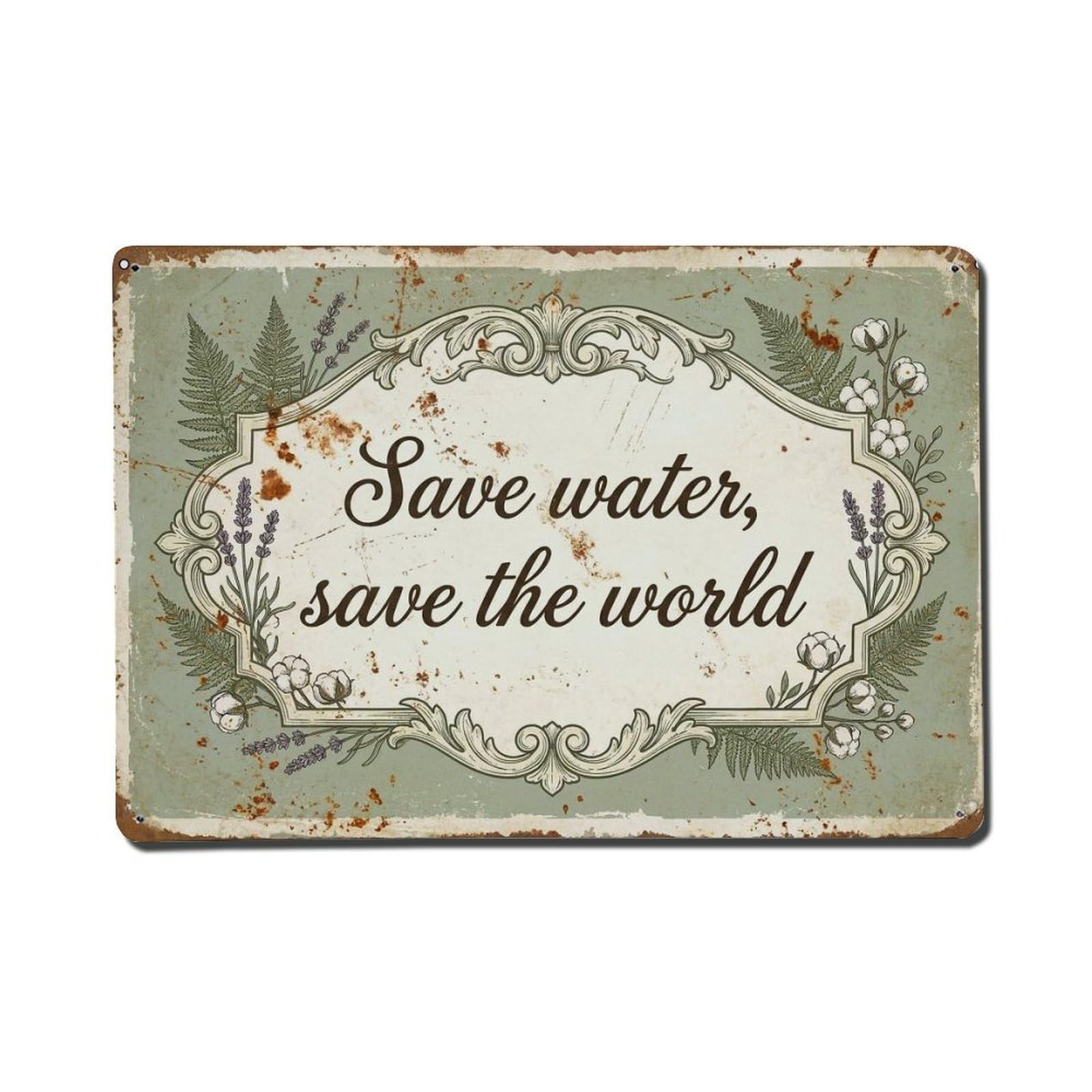 Olhnbad Style Save Water Save The World Conservation Quote Metal Tin Sign