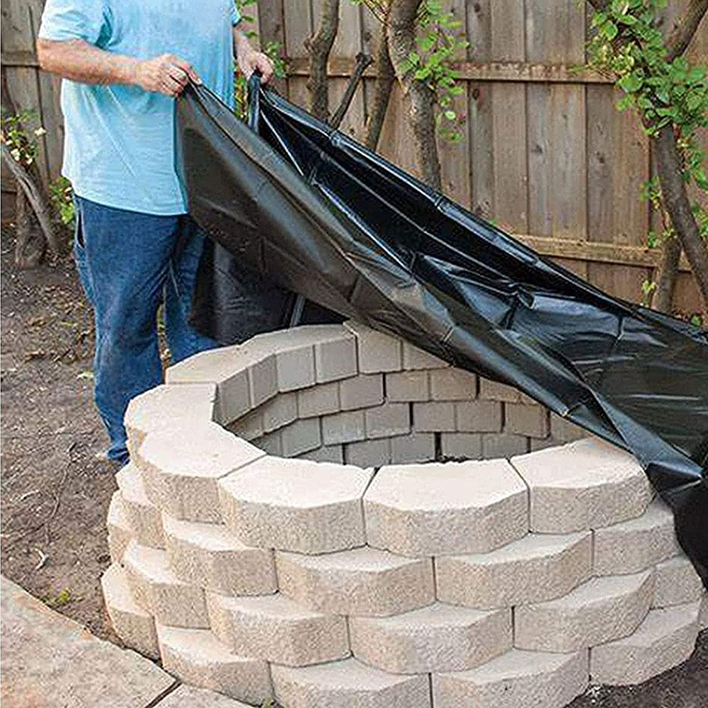 Schwarze HDPE-Gummi-Teichfolie, 8 x 8 m, vorgeschnittene, wasserdichte Membran für reißfeste und langlebige Teichfelle