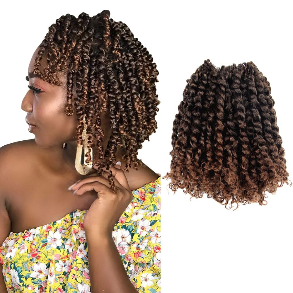 KAVSORAPI Passion Twist Hair,6 Inch Passion Twist Braiding Hair,Short Pre Looped Crochet Twist Jumbo Pre-twisted Two Strand Braids 8 Packs (T30/Ombre