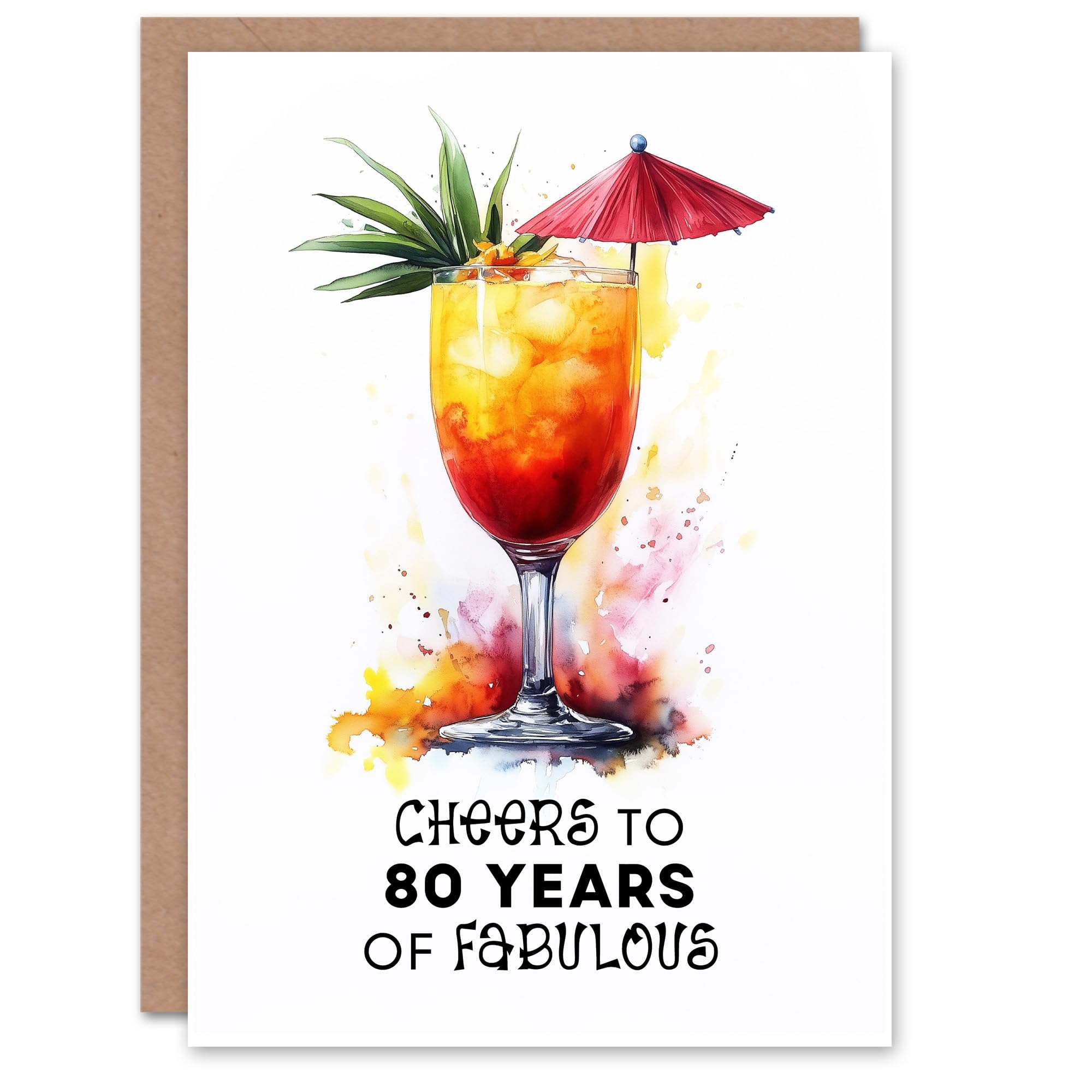 Artery8 Cheers to 80 Years of Fabulous Cocktail Fun 80th Birthday Card For Women