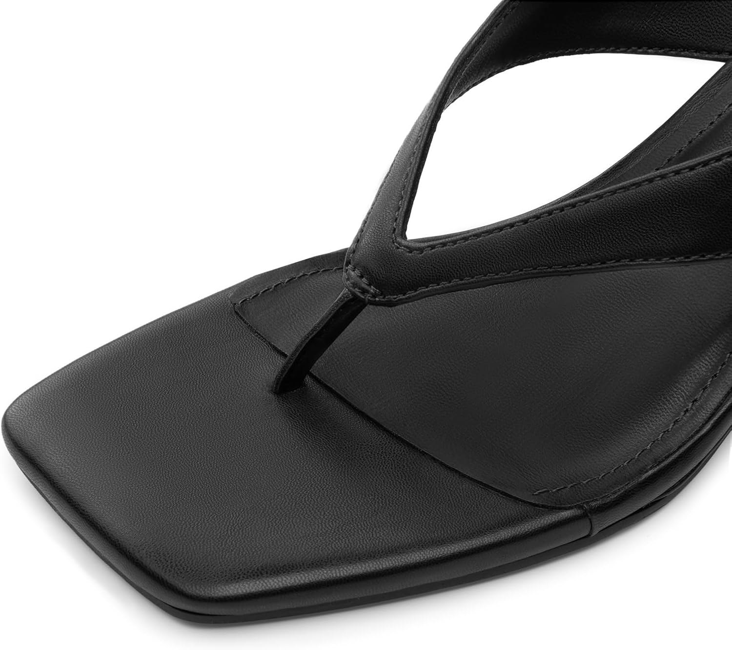 Athlefit Women's Low Wedge Sandals Trendy Dressy Square Open Toe Summer Beach Flip Flops Thong Heeled Sandals