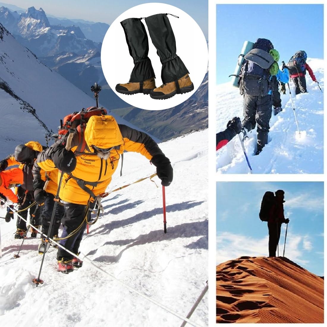 Guêtres Randonnée Imperméables Homme Femme Jambières Outdoor Neige Vent Anti Sable