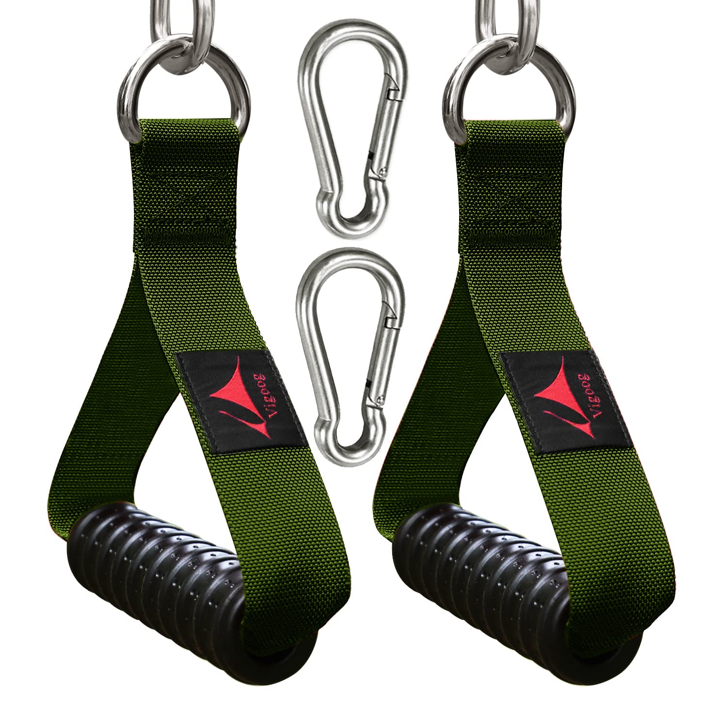 Heavy Duty Gym Exercise Handles Attachment for Cable Machine,Resistance Band,Pulley System Home Fitness Workout Equipment, with Elastic Rubber Grip and 2 Large Carabiners