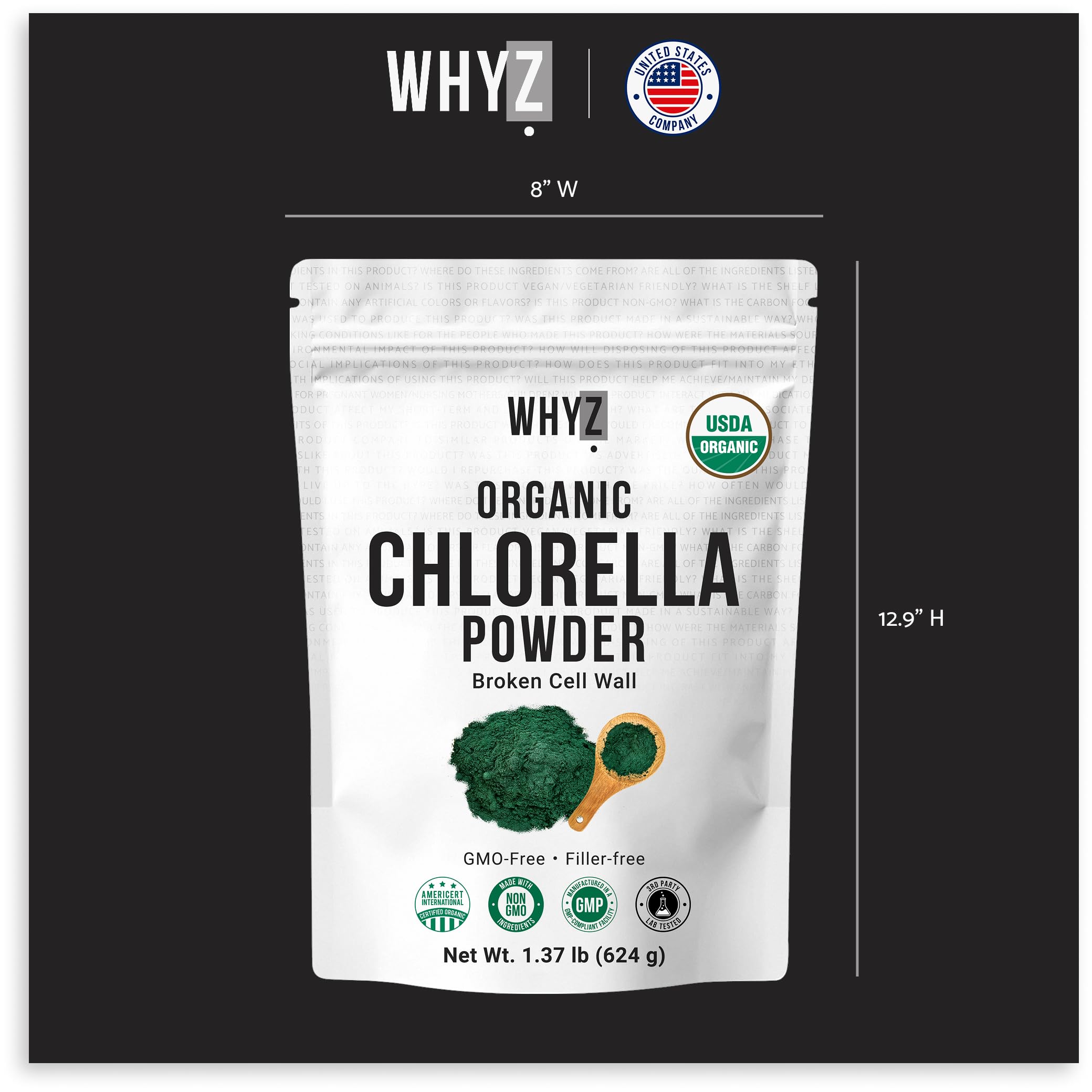 Organic Chlorella Powder, Raw, Premium Superfood Rich in Vegan Protein & Chlorophyll, Non-GMO, Vegan-Friendly Supplement, 312 Servings, 1.37 lb (624g) — Amazon image 7