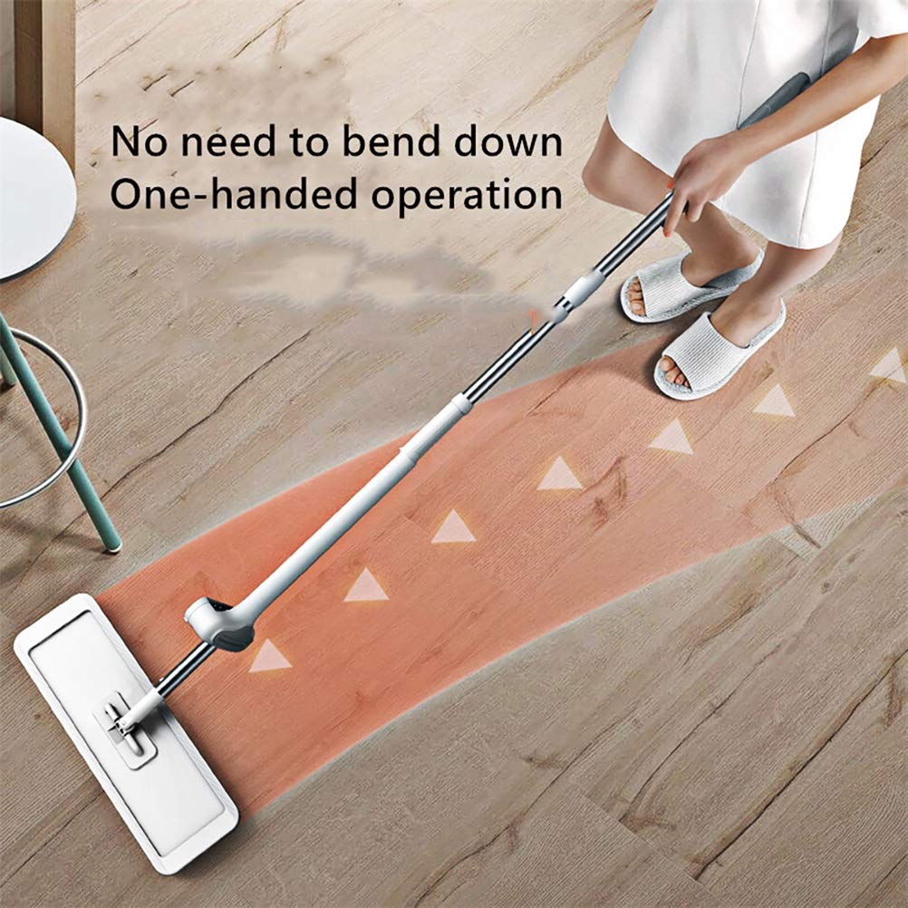 Mopa plana para limpieza manos libres de suelos del hogar y la cocina con cabezal de repuesto de microfibra, 1 trapeador y 1 paño