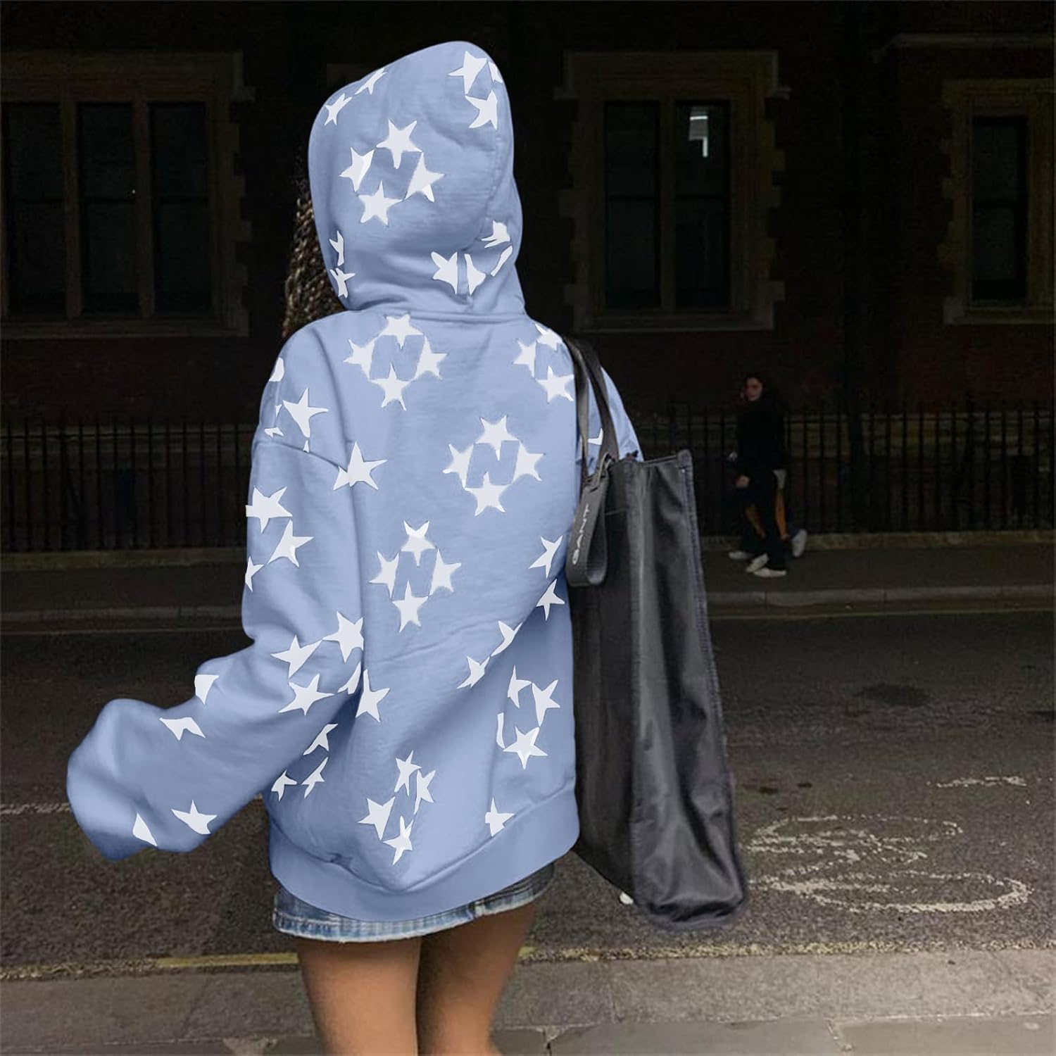 Tuislay Women Star Graphic Zip Up Hoodies Y2k for Teen Girls Oversized Streetwear E-Girl 90s Baggy Grunge Sweatshirt Jacket - Image 4