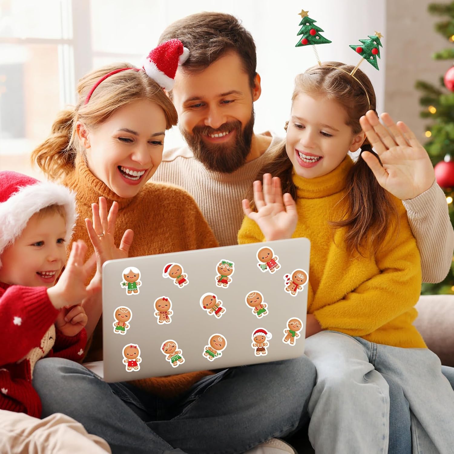 480Pcs Christmas Gingerbread Stickers - Cute Funny Cartoon Self-Adhesive Label Decals for Greeting Cards, Xmas Holiday Party Favor Decor - Image 5