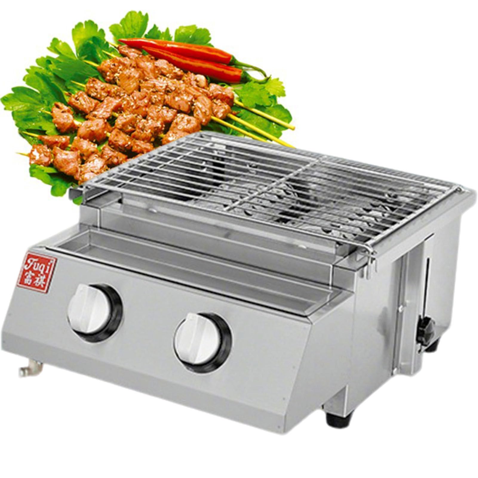 Griglia a Gas, Barbecue in Acciaio Inox con Altezza Regolabile, per Cucinare all'Aperto, Campeggio, Picnic e Giardino, Design da Tavolo 2-Burner