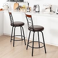 Vista 9 de COSTWAY Taburetes de bar para isla de cocina, taburetes de bar giratorios de altura de asiento ajustable de 24/30 pulgadas, asiento acolchado