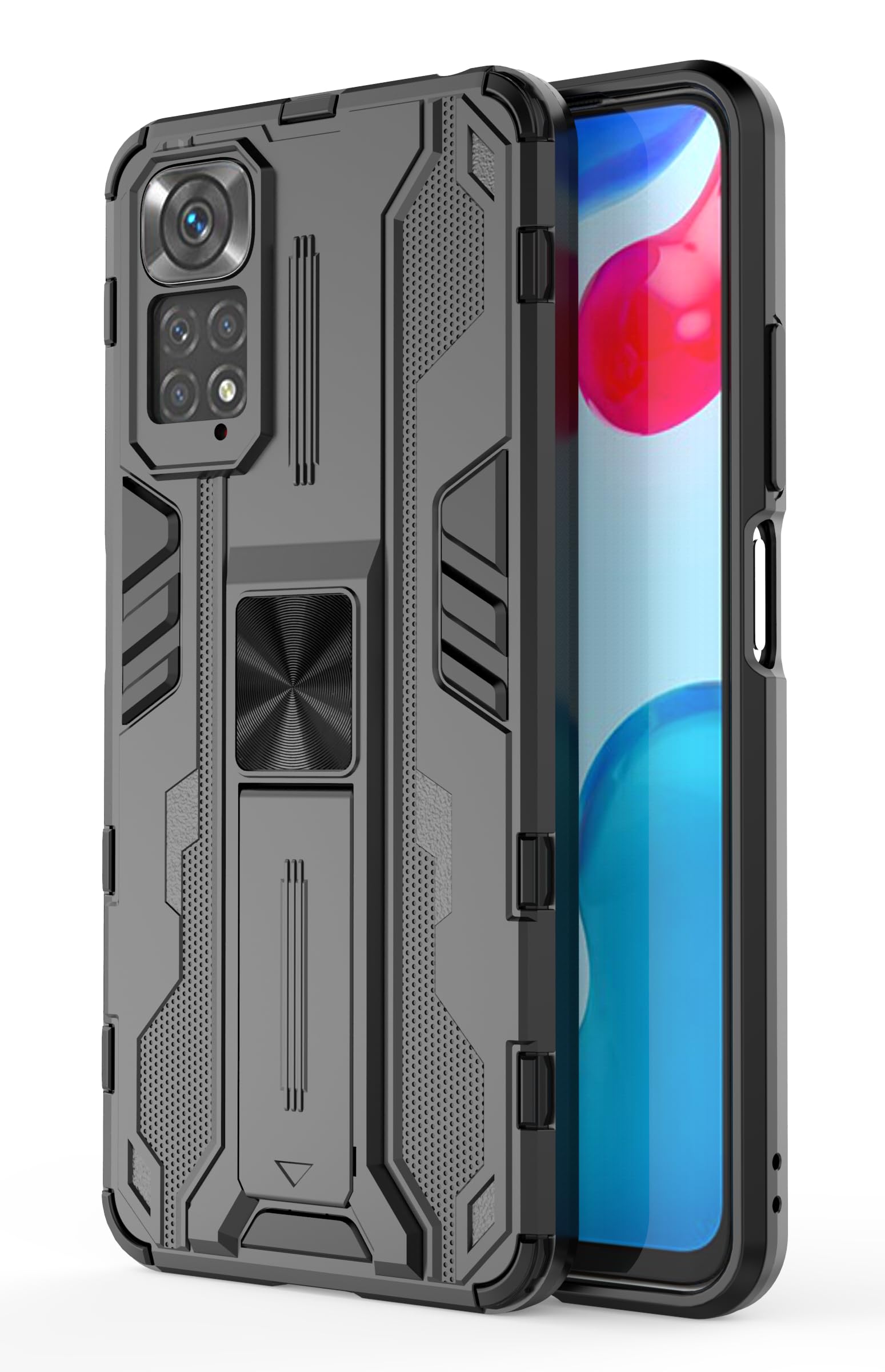 SORAKA Case for Xiaomi Redmi Note 11 Pro 5G with Stand Heavy Duty Protection Case for Redmi Note 11 Pro Case with Metal Plate for Magnetic Car Mount Silm Fit Case Black