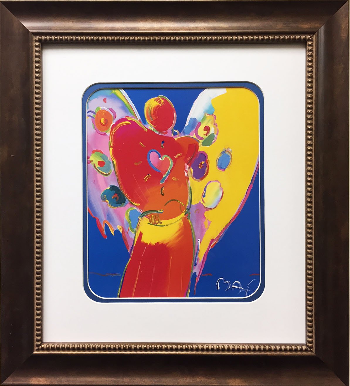 Peter Max "Angel with Heart Newly Custom Framed Art Print 18" x 20"