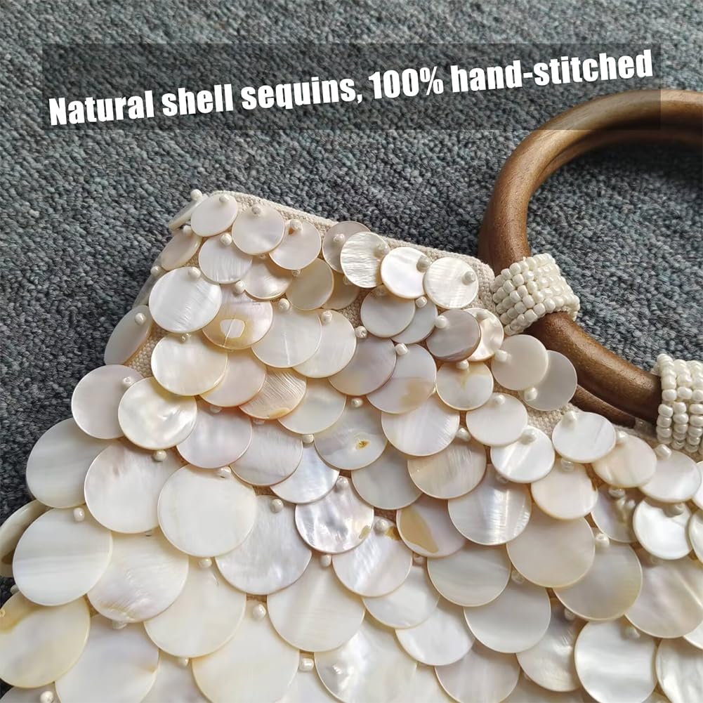 Shell Beaded Clutch Purse for Women Luxury Handmade Top Handle Bag Beach Evening Handbag for Summer Vacation - Image 6