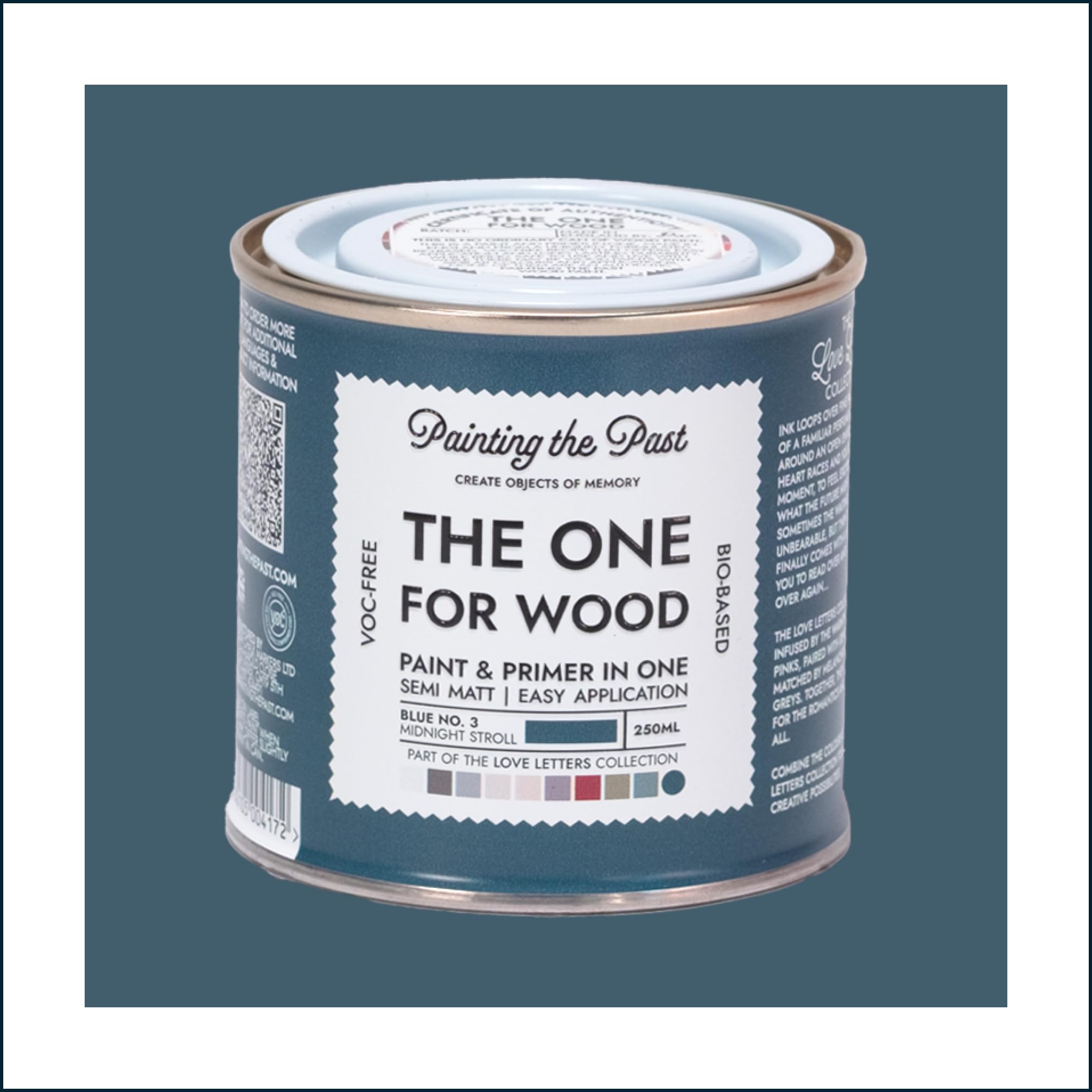 Painting The Past Blue No. 3 Midnight Stroll The One For Wood Paint & Primer 250Ml | Semi Matt Finish, Bio-Based & Voc-Free Formula For Wooden Furniture & Surfaces | Durable & Easy Indoor Home Decorating
