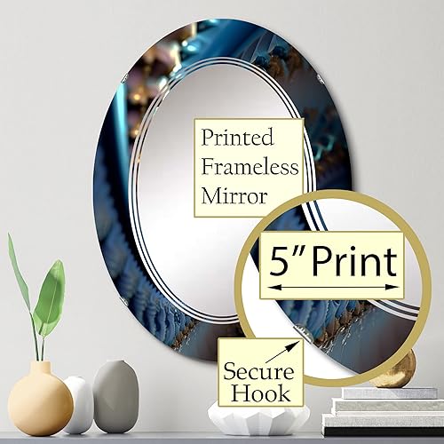 Miniatura 3 de Espejo de tocador Fractal Mystery V color turquesa, espejo de baño, espejos de pared para sala de estar, dormitorio, espejo ovalado, grande, 20 x 30