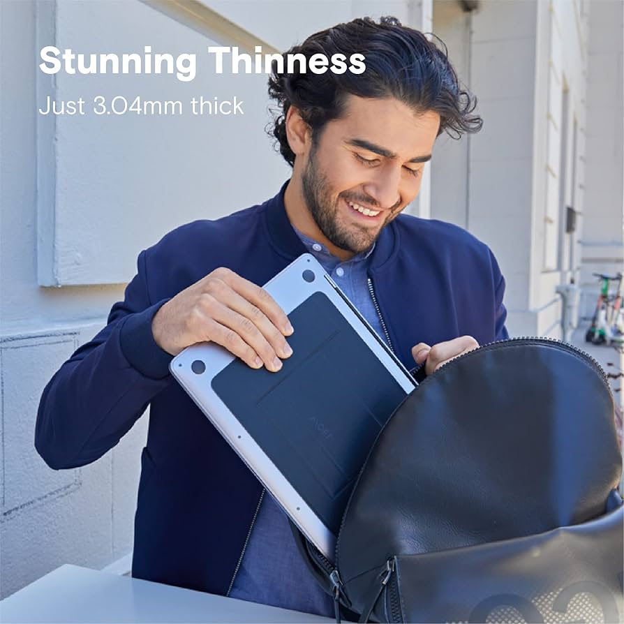 MOFT Laptop Stand, Foldable Laptop Stand, Notebook Stand With 2 Adjustable Angles, Improve Posture, Compatible With MacBook Air, MacBook Pro 11 - 16 Inches, Self-Adhesive, Earthy Beige