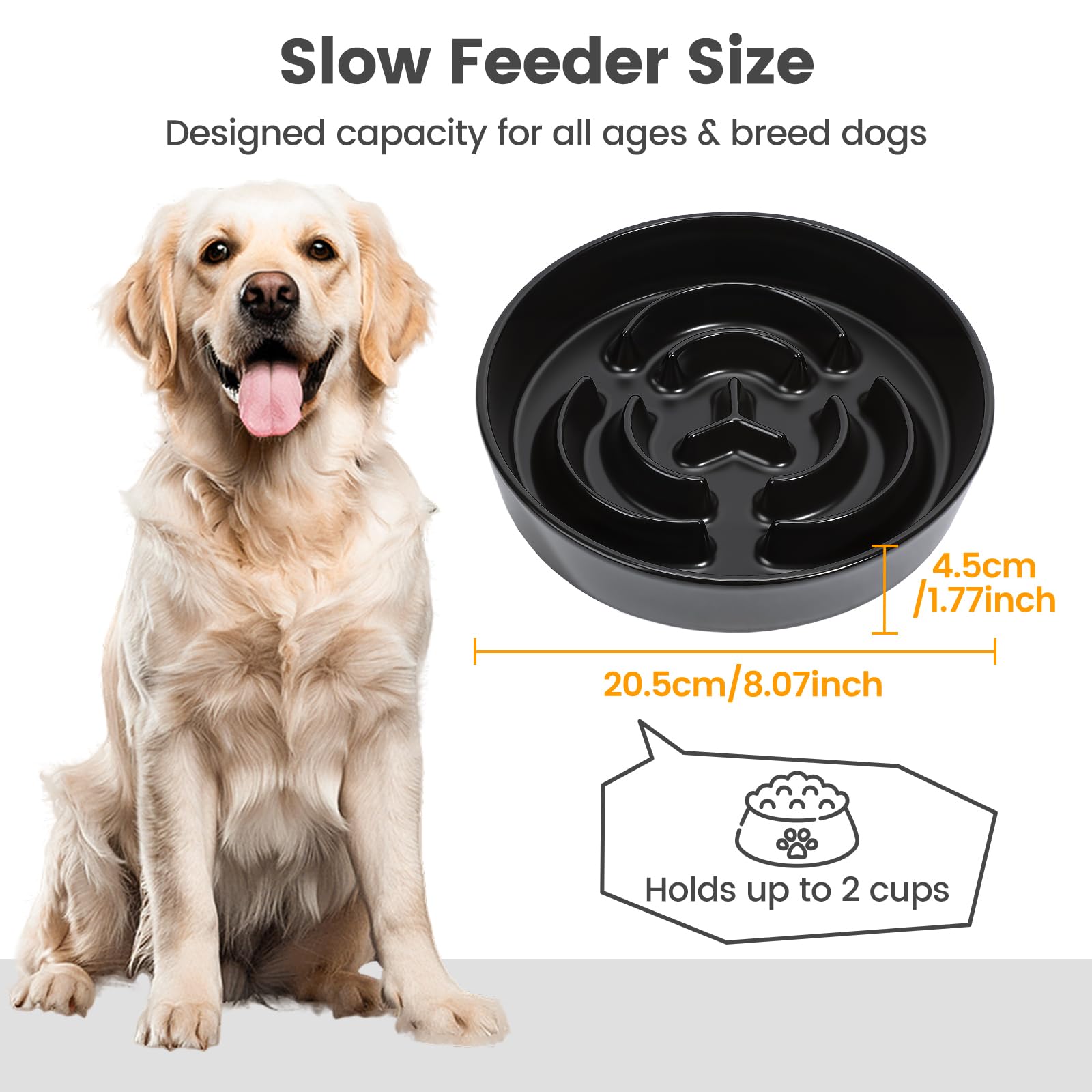 PETTOM Ceramiczna miska dla psów, przeciw pętli, Ø 21 cm, miska dla psów, duża mokra karma, miska dla dużych i małych psów