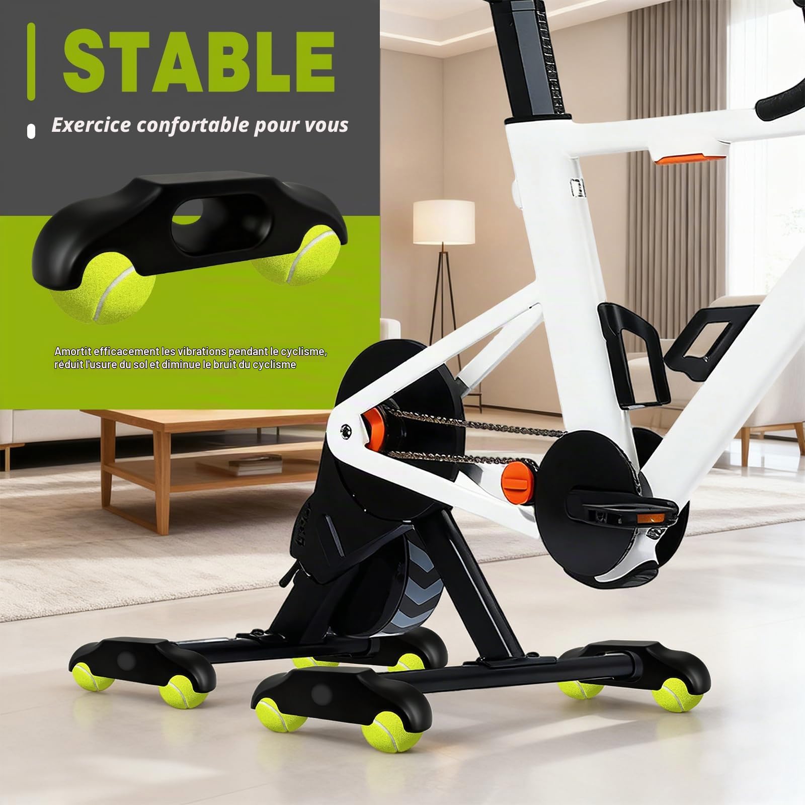 4 Plaques à Bascule avec 8 Balles de Tennis, Résistant aux Rayures | Accessoires pour Wahoo Kickr Core 2，Vivez une expérience de conduite authentique, Réduire la sollicitation des articulations