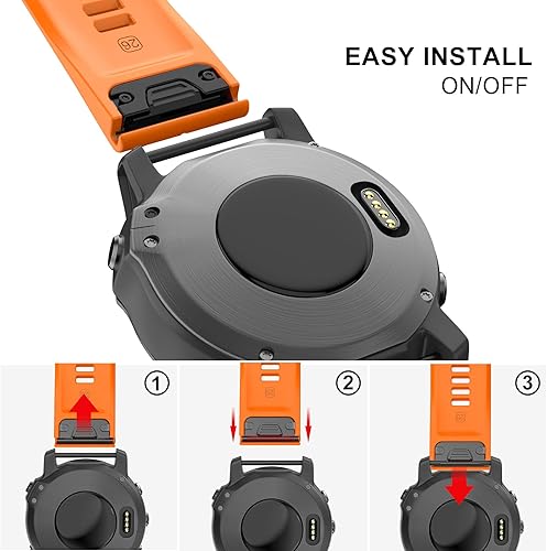 Miniatura 5 de OVERSTEP Correa de reloj de silicona suave compatible con Garmin Fenix 5X de 1.024in de ancho para Fenix 6XFenix 7XFenix 5X PlusFenix 6X ProFenix