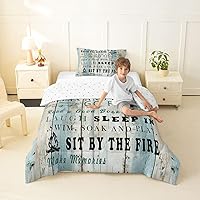Vista 29 de Lake Life - Juego de edredón de tamaño King, juego de ropa de cama con remo de lago rústico, decoración de casa de lago, regalos para niños, vallas