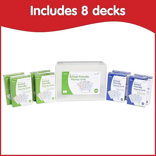Miniatura 2 de edxeducation Naipes aptos para la escuela, juego de aprendizaje en casa, juego de 8 mazos, 448 cartas, cartas con patrones multicolores numeradas