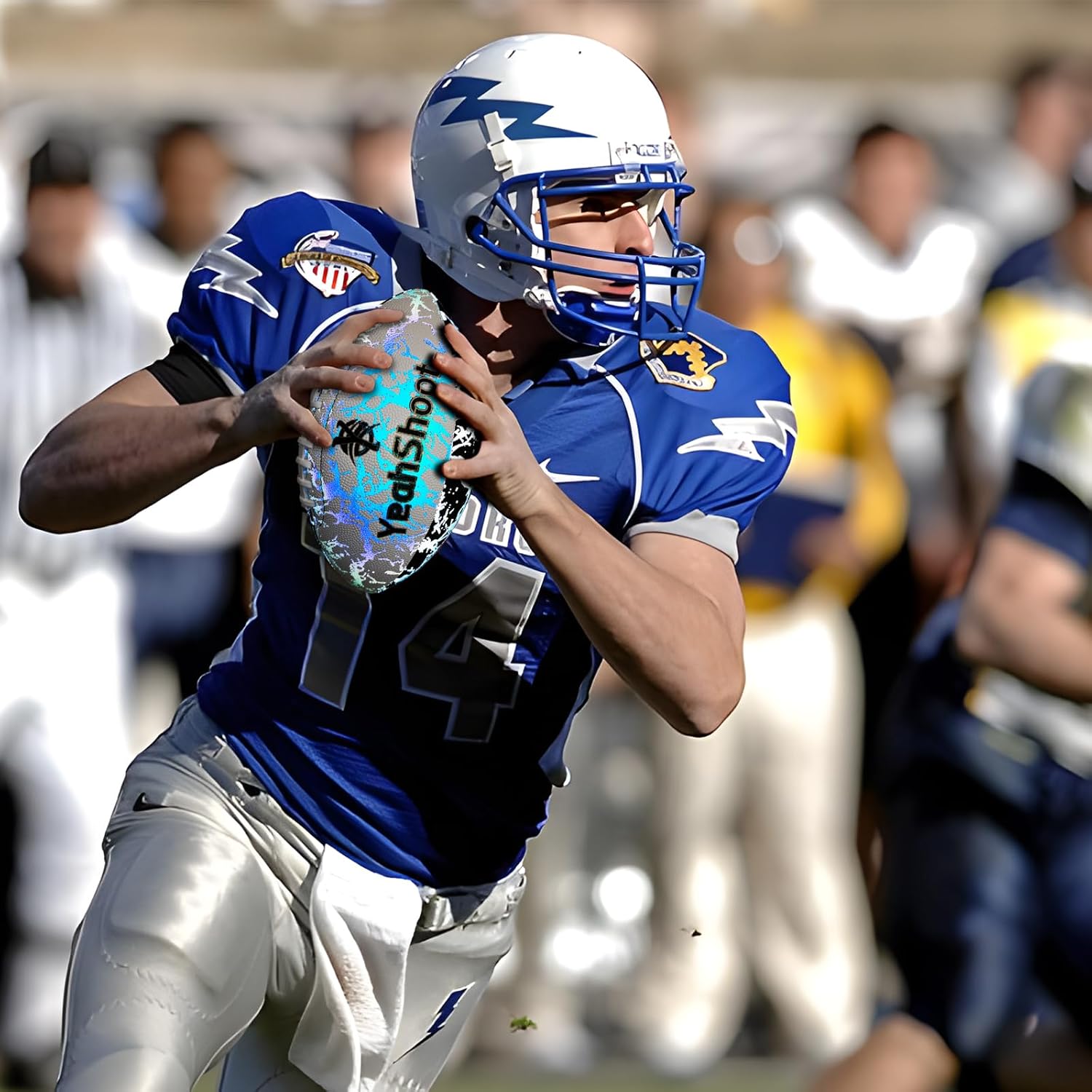 Holographic Reflective Football Size 9 PU Leather Light Up Football with Pump Glow in The Dark Football for Youth and Adults Football Gifts