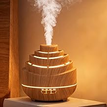 Czemo 500 ml Essential Oil Diffuser, Electric Fragrance Diffuser Humidifier Ultrasonic Aromatherapy Diffuser for Home, Yoga (Wood Grain)