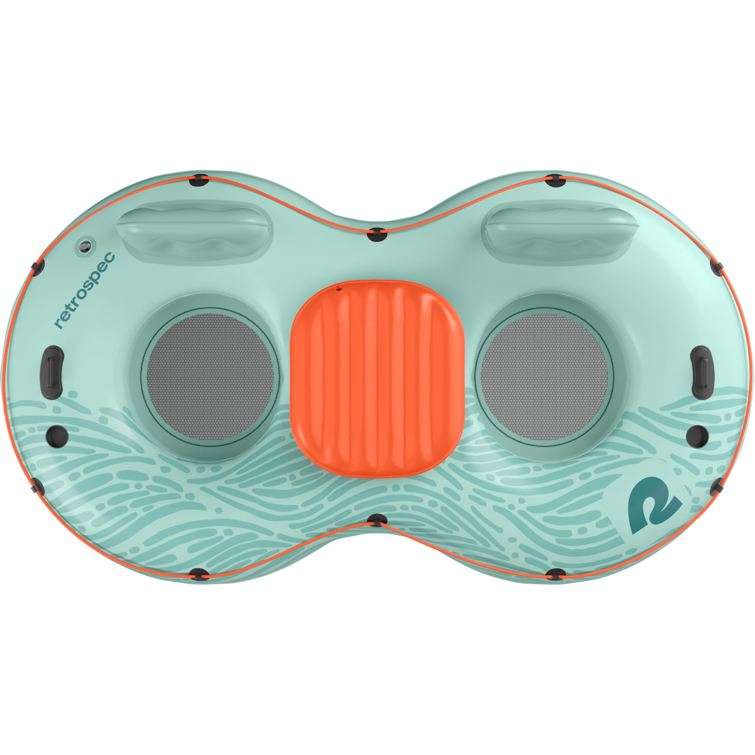 Retrospec Siesta Float Single & Double River Tube für Erwachsene 1–2 Personen – Robuster Wasserschwimmer mit Rückenlehne & Getränkehaltern | 136-272 kg | Reparaturset | Aufblasbare Flussschläuche zum