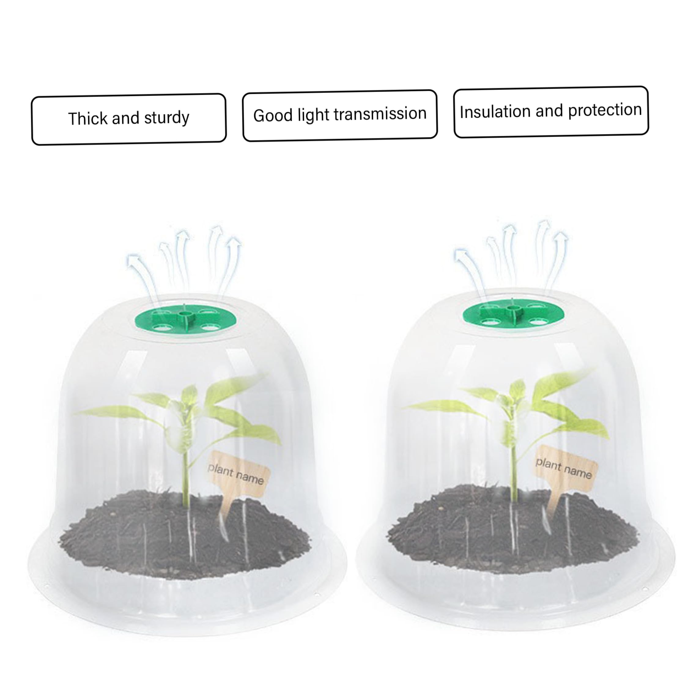 Lot de 12 cloches de potager réutilisables en PVC avec aération réglable Transparent