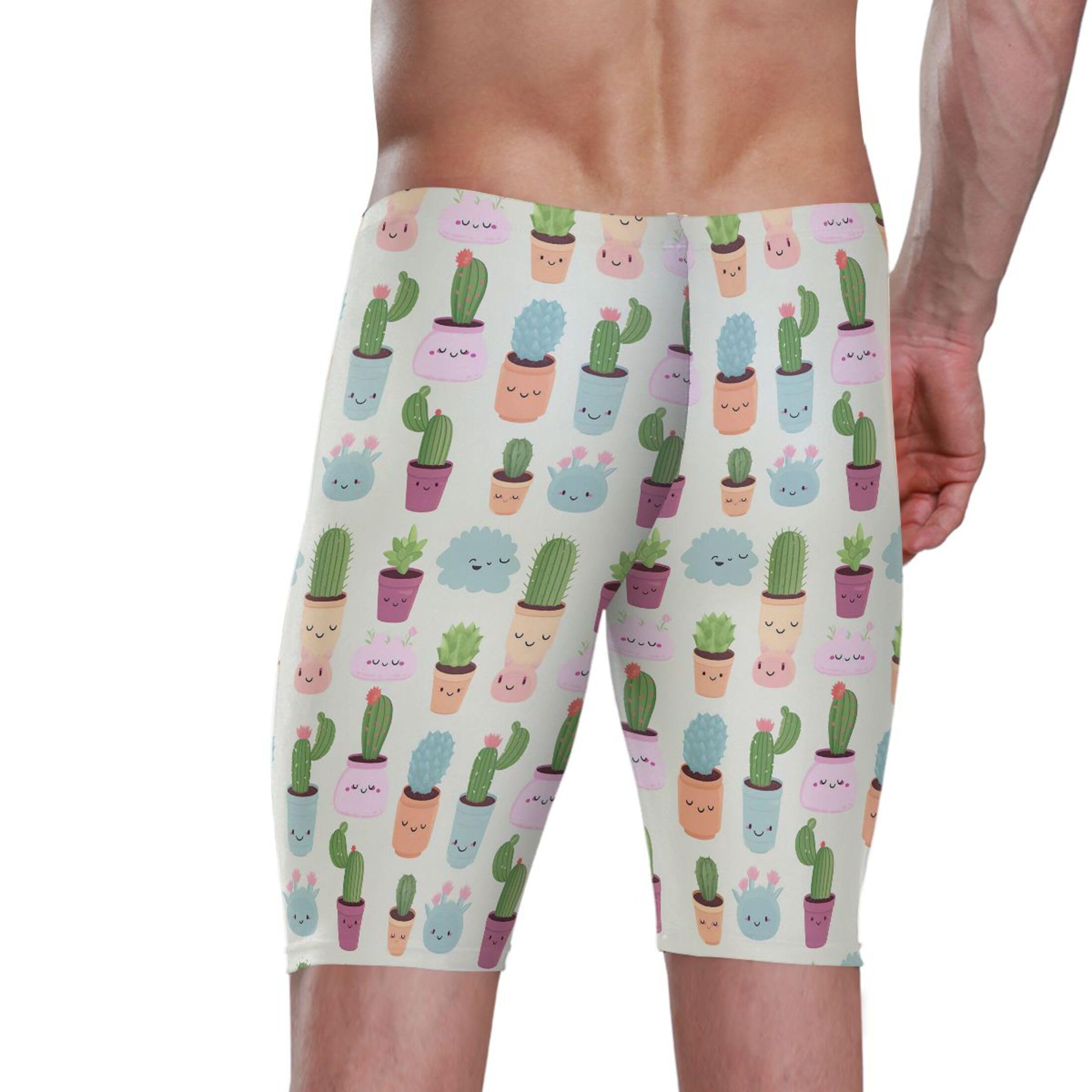 UMIRIKO Cactus Cute Swim Jammers Swimsuit for Men B0402400, XX-Large