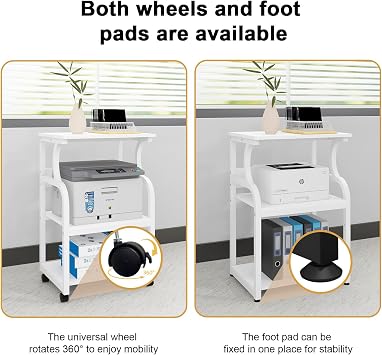 PUNCIA 50x40x73cm Large Printer Stand, Storage Unit with Adjustable Shelf