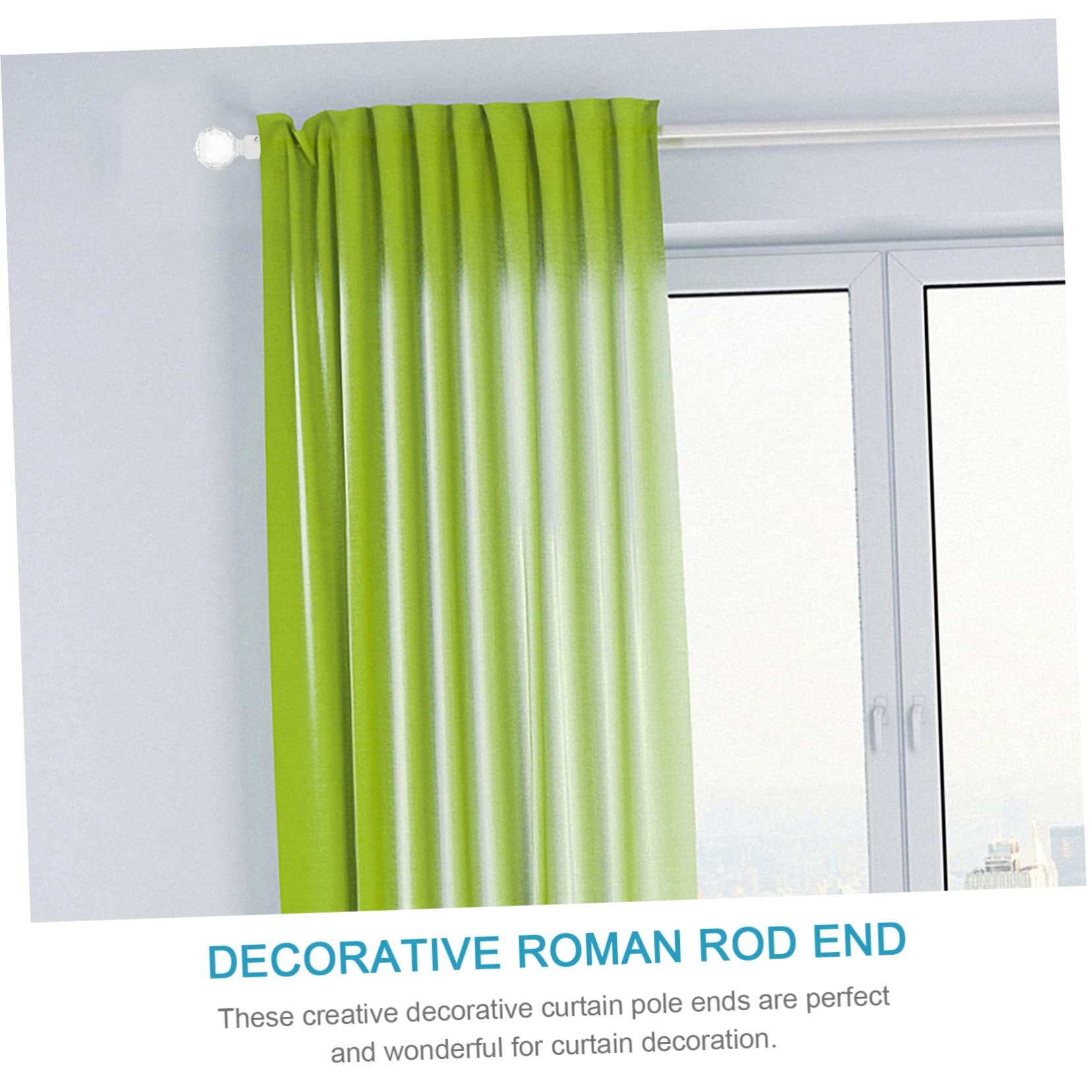 Veemoon Embout de Tringle à Rideaux en Fer et Cristal 2 Pièces | Décoration de Fenêtre, Blanc, Design Élégant et Moderne, pour Salle à Manger et Salon