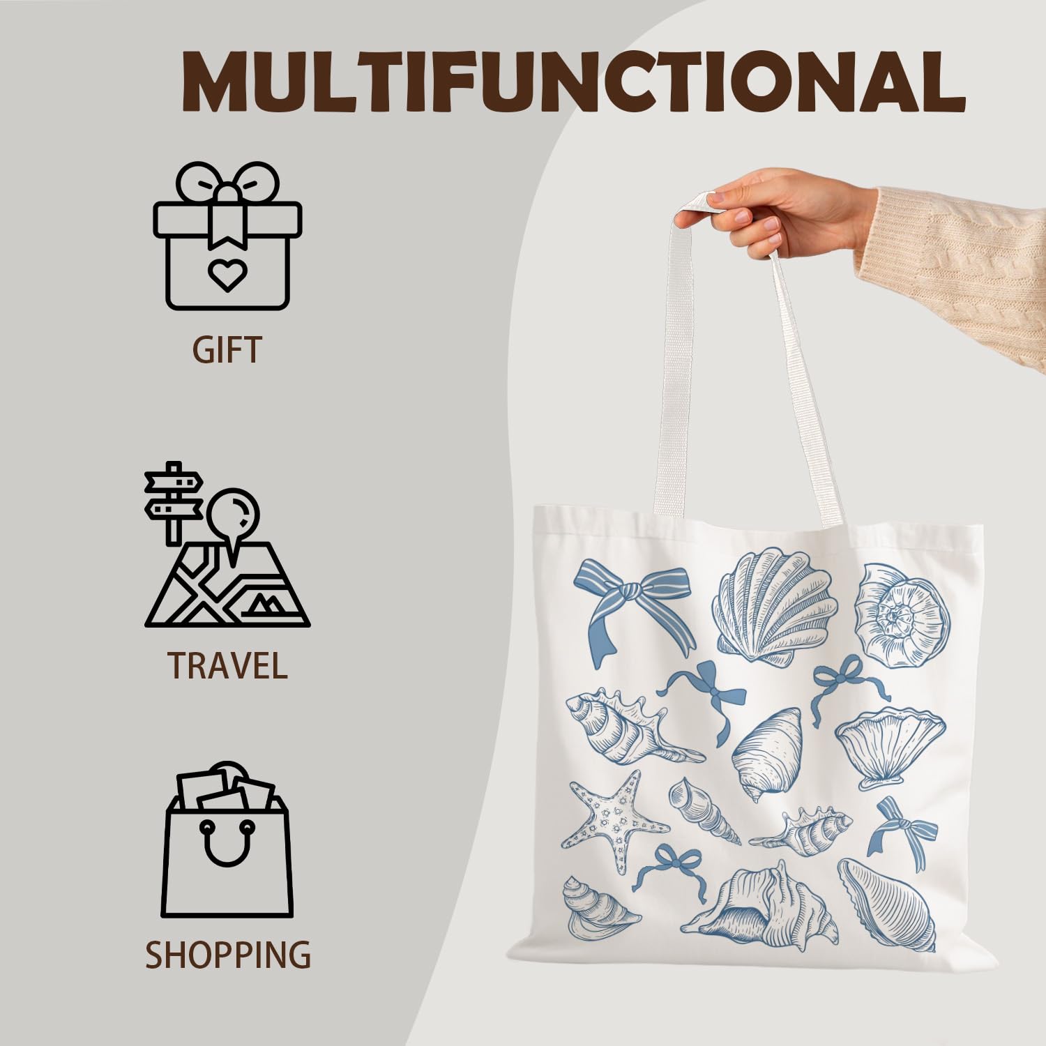FBB Ocaen Beachy Ocean Sea Fish Reusable Grocery Shopping Bag
