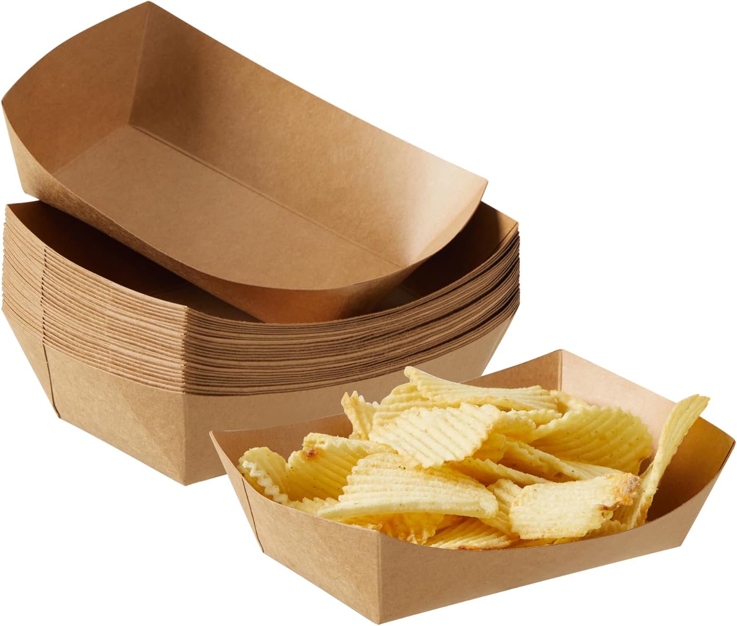 Paper Food Trays Greaseproof, Heavy Duty Kraft Food Holders, Disposable Paper Food Boats (1/4LB, 1000PCS)