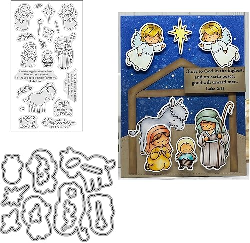 Peace On Earth - Juego de sellos y troqueles transparentes para hacer tarjetas, plantillas cortadas para álbumes de recortes, álbum de fotos, papel