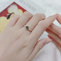 Vista 6 de Gem's Beauty Anillos de compromiso de ágata musgo verde de 14 quilates, oro rosa de 14 quilates, plata de ley 925, anillo de compromiso de tres