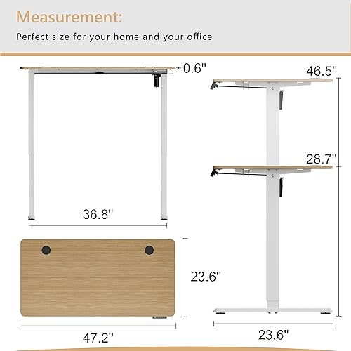 Vista 74 de Meilocar - Escritorio eléctrico de pie ajustable en altura, escritorio para computadora con controlador de memoria, estación de trabajo de oficina