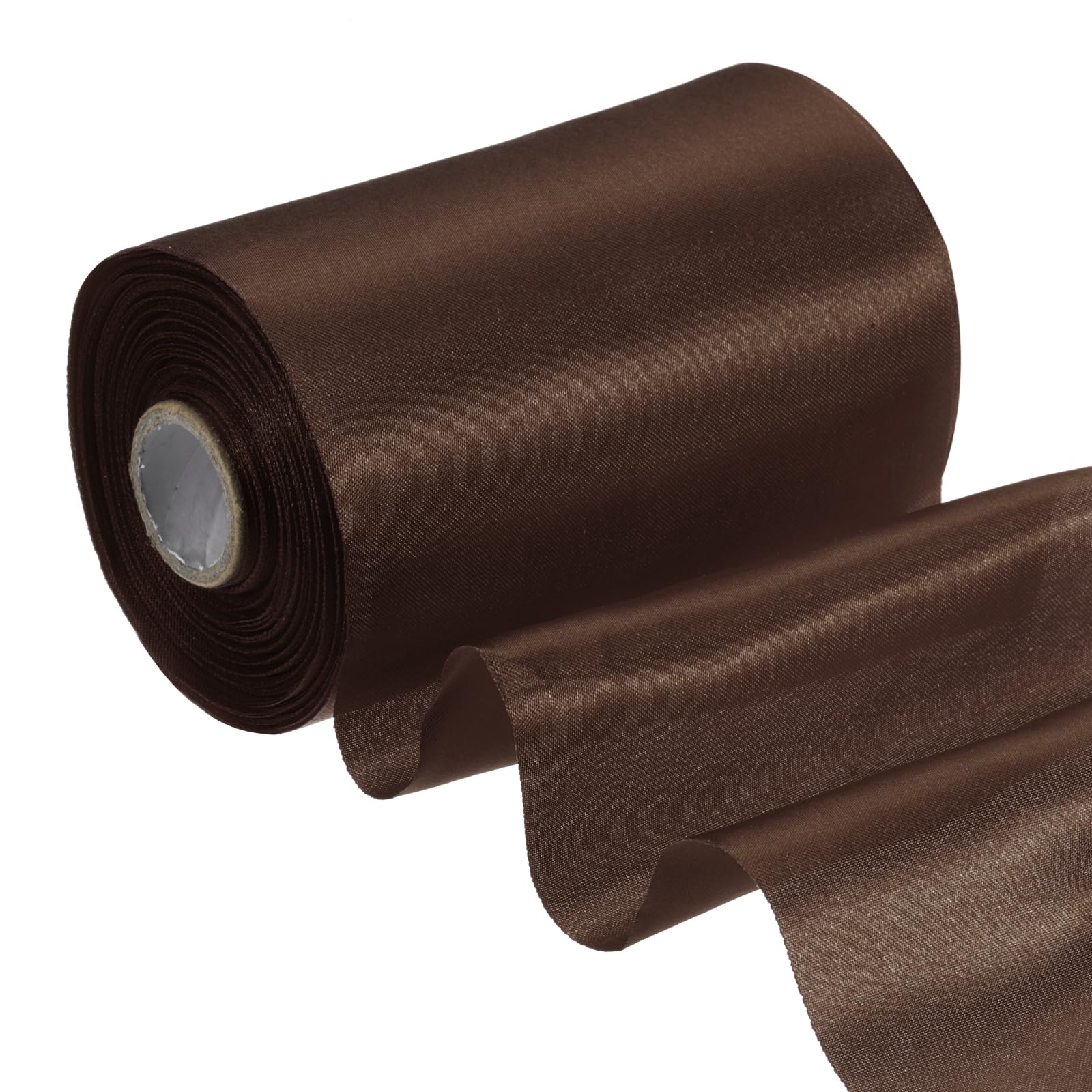 PATIKIL Rotolo di Nastro in Raso 4 Pollici X 22 Iarde, Nastro per Incarto Regalo per Kit Cerimonia Taglio Inaugurazione Fiocco Auto Sedia Fascia DIY Cucito Artigianato, Marrone Scuro