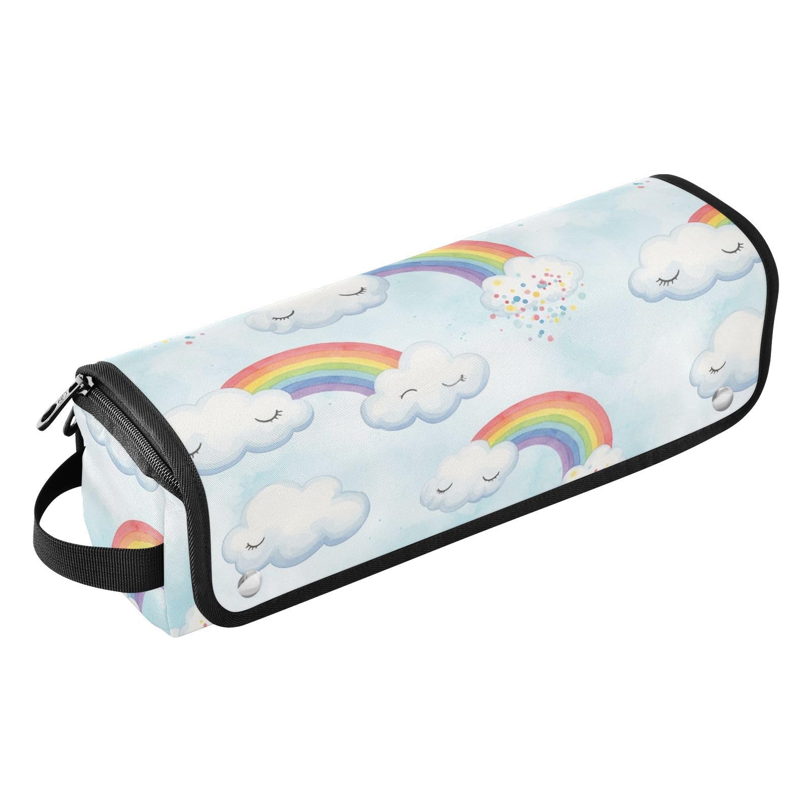 Rainbows Clouds Light Blue Hair Iron Tools Travel Bag for Straightener Flat Iron Curling Hair Dryer& Styling Accessories Portable Organizer for Women Heat Resistant Mat with Interior Pockets-image-19