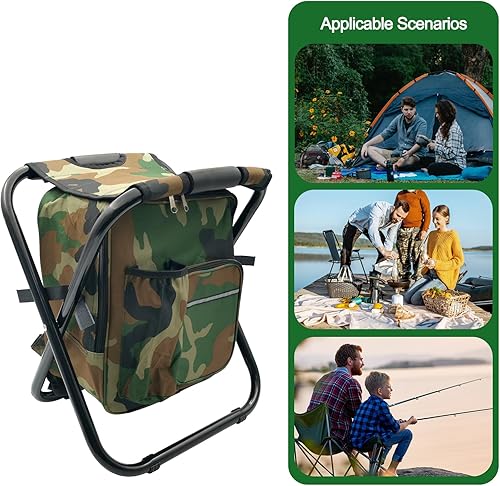 Miniatura 8 de MFBJXC Mochila - Taburete de camping, silla enfriadora, taburete portátil para senderismo, caza, taburete plegable ligero con bolsa enfriadora para