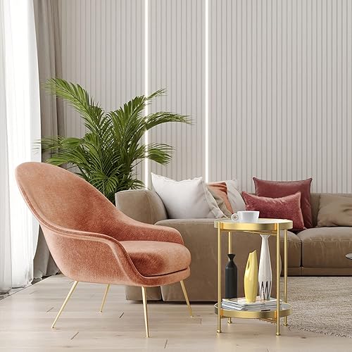 Miniatura 7 de Mesa auxiliar redonda, bandeja de metal dorado de 2 niveles, mesa auxiliar de metal para sofá, sala de estar, mesa de té, espacios pequeños