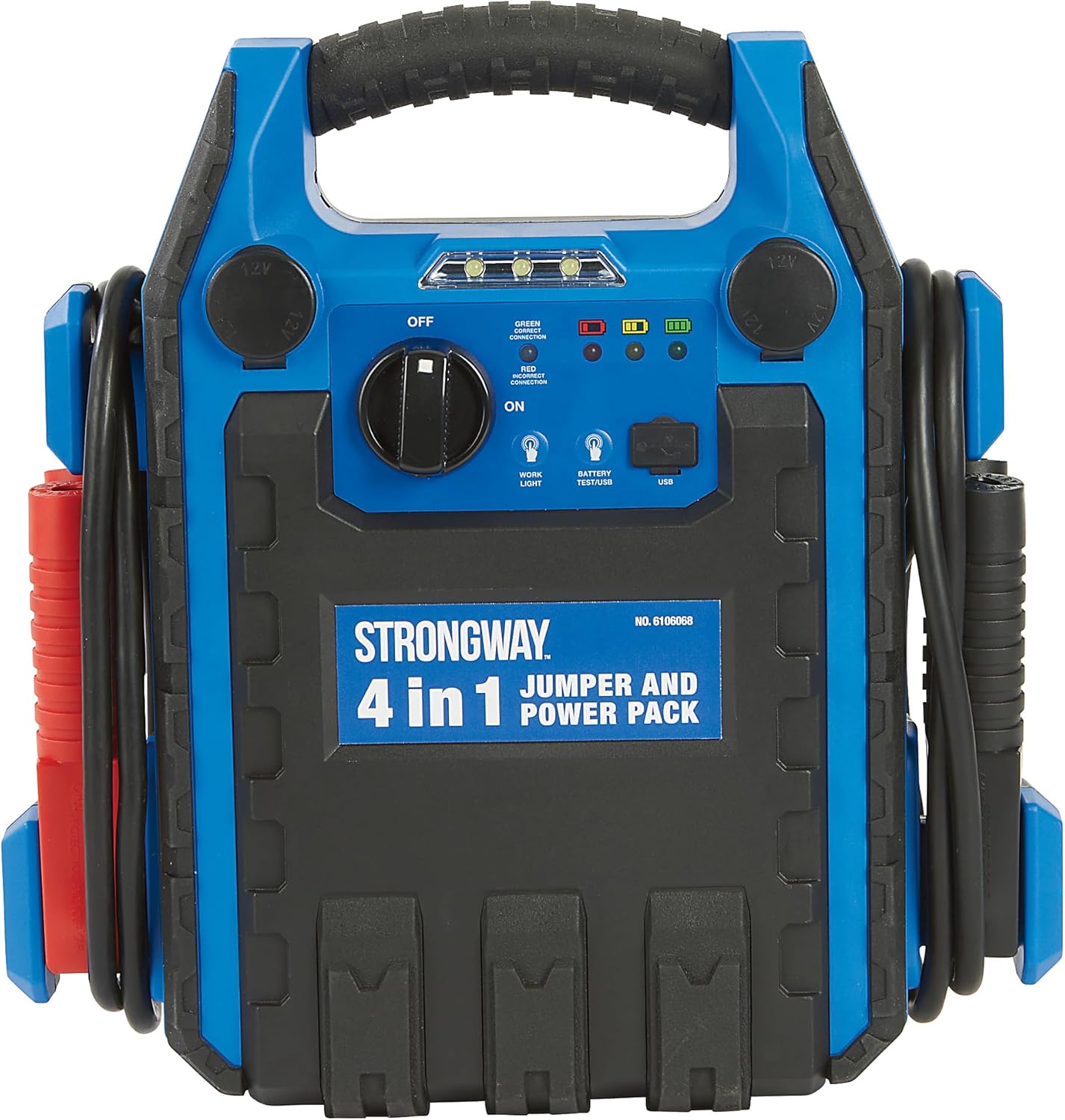 Strongway 12V Lead-Acid Jump Starter and Power Pack, 900A Peak, 250 PSI Air Compressor