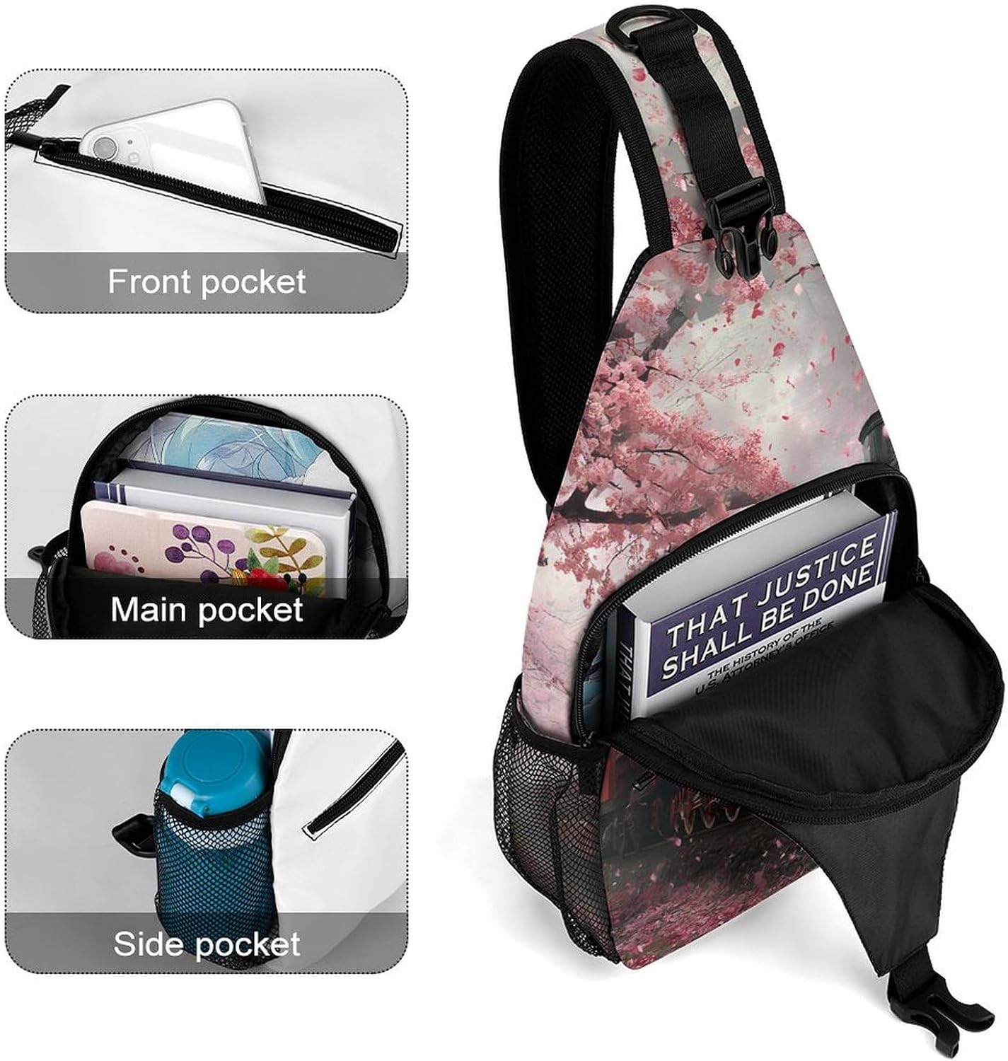 Train Men Crossbody Sling Backpack Chest Bag | Travel Fanny Pack,Hiking Daypack,Print Shoulder Bags